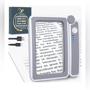 Magnifying Glass with Light, Rechargeable 5X Large Page Magnifier for Reading